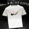 Camiseta de Algodão Puro Manga Curta Gola Redonda Estampada Pesada Masculina Estilo Coreano Marca Tendência Solta Tamanho Grande Camiseta Estilo Ins Camiseta Básica