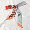 Bufanda de Seda Retro Francesa Primavera y Otoño para Mujer Lazo Largo para Bolso Cinta Flor de Lazo Estilo Extranjero Moda Diadema Larga Pequeña
