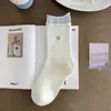 Calcetines con Lazo para Mujer, Calcetines de Media Pantorrilla de Gato de Dibujos Animados, Calcetines Dulces de Encaje Estilo Ballet con Felpa para Mujer, Calcetines Azules y Blancos
