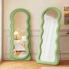 Espejo de Tocador de Moda para Dormitorio del Hogar, Espejo de Pie de Lujo Ligero para Niñas, Espejo Irregular de Cuerpo Entero Estilo Ola Ins Grande