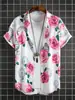 Amazon comercio exterior transfronterizo camisa casual con solapa estampada delgada camisa hawaiana de flores para hombre