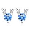 Diamante azul banhado a prata um cervos tem você pouco claro menina chifre brincos feminino japonês e coreano moda brincos novos brincos atacado