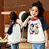 Camiseta Curta Color Block Estilo Menina de Hong Kong 2026 Verão Algodão Puro Raglan Meia Manga Tendência Top para Bebê