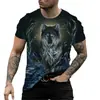 Série de Impressão 3D Beleza Realista e Lobo Nova Chegada Verão 2024 Tops e Camisetas Masculinas Soltos Versáteis para o Dia a Dia