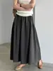 Falda A-line de retazos estilo japonés suave Luxi para mujer, 26 otoño nuevo de cintura alta que cubre la cadera adelgazante falda midi 3992