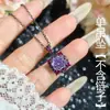 Nuevo Conjunto de Anillo Abierto Colgante Pendiente Oro Negro Corte Rosa Corte Milenio Circonita de Litio Morado Brillante