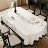 Toalha de mesa oval para sala de jantar estilo francês, à prova d'água, à prova de óleo, lavável, resistente ao calor, nova sensação de luxo leve de alta qualidade, toalha de mesa redonda dobrável