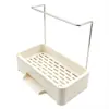 Estante de almacenamiento de encimera de cocina de lujo de alta gama, estante de almacenamiento con drenaje para el lado del fregadero con barra para toallas, estante de encimera para utensilios de cocina
