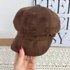 Chapéu Oitavado Fashion de Camurça Retrô Outonal para Mulheres, Boina Versátil de Outono, Chapéu de Pintor Elegante de Cor Sólida Faz o Rosto Parecer Menor