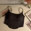 935# top de alça fina para garota popular com bojo, regata feminina de verão, apertada, curta, sem mangas, para usar por cima