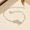 Mejor Vendido Transfronterizo Europeo y Americano Plata de Ley S925 Diseño de Doble Cadena Corazón Diamante Pulsera Exquisita Elegante Versátil Joyería para Mujer