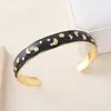 Europa y Estados Unidos transfronterizo nuevo acero inoxidable gota de aceite pintado al óleo pulsera abierta exagerada para mujer chapado en oro de 18K pulsera venta al por mayor