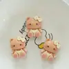 Cor Leite de Pêssego Gato Kt DIY Capa de Celular de Creme Acessórios de Resina Grampos de Cabelo Feitos à Mão Elásticos de Cabelo Materiais de Joias