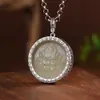 Rei Veado Dourado Prata S925 Padrão de Nuvem Vintage Padrão de Moeda Grande Jade Verde Deus da Riqueza Amarelo Estilo Tibetano Pingente Auspicioso Joia de Prata Novo Produto