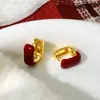 Pendientes Versátiles de Otoño e Invierno, Lujo Ligero de Gama Alta, con Goteo de Aceite Rojo Ancola, Diseño de Moda Nicho, Pendientes Sencillos para el Día a Día