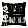 La Serie de Halloween Más Popular de Amazon Funda de Almohada de Lino Calavera Calabaza Fantasma Blanco y Negro Estampado Cojín Cojín para Sofá