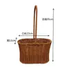 Cesta de flores tejida con paja Cesta de flores tejida con ratán Maceta tejida para suculentas tejida a mano Cesta tejida con sauce de mano para flores secas arreglo floral pequeño azul con mano regalo
