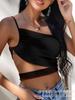Moda Europeia e Americana Transfronteiriça Temperamento Sexy Garota Hot Cor Sólida Simples Slim Vazado Alça Única Suspensório Roupas Femininas