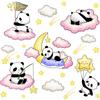 LD96165 Dibujos Animados Lindo Panda Pequeño Estrella Luna Decoración de Fondo Habitación Infantil Embellecimiento Adhesivo de Pared Autoadhesivo