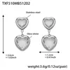 Acero Inoxidable Corazón Cortado Borde de Pan Piedra de Vidrio Bola de Acero Conjunto de Collar Pulsera Aretes Chapado en Oro Real de 18K Que No Se Desvanece