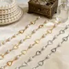 Cadena DIY Luz Francesa Lujo Alto Gama Elegante Corazón Hueco Cadena Hecha a Mano Cadena de Perlas de Agua Dulce Natural Cadena Suelta