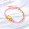 Pulsera de Hilo de Plata Chapada en Oro Puro 999 Jiufengxiang con Perrito para Mujer, Color Dorado, Linda y Juguetona, Pulsera Tejida con Cuentas de la Fortuna