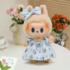 Ropa para Muñeca de Trapo de 17 cm, Vestido Estampado Dulce Estilo Pastoral, Conjunto de Dos Piezas con Lazo, Atuendo de Repuesto para Muñeca