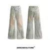 Diseño de Estilo Retro Americano Wasteland, Conjunto de Chaqueta de Mezclilla Suelta Vintage de Nicho y Pantalones para Hombre, Temporada de Primavera y Otoño