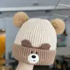 Gorro de Invierno para Bebé Niños Lindo con Pompón Gorro de Punto Niños Niñas Protección Cálida para Orejas Gorro de Lana Grueso Tejido