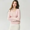 ¡Alta calidad! Suéter 100% cachemir para mujer, cuello en V, tejido de canalé, color liso, estilo jersey