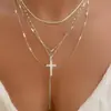 Joyería de Venta Caliente Transfronteriza Europea y Americana, Collar con Colgante de Cruz de Diseño de Nicho para Mujer, Accesorio de Cadena para Clavícula Multicapa