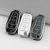 Modelo Más Vendido Adecuado para Funda de Llave Plegable de 4 Botones para Ford, Carcasa de Llave de Coche Mondeo Explorer Edge, Borde Plateado de TPU
