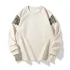 Sudadera casual de dos tonos para hombre para primavera y otoño, camiseta básica de cuello redondo de corte holgado con diseño moderno y camiseta de manga larga de retazos para hombre