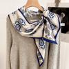 Bufanda Larga de Imitación Seda y Lana de Doble Cara y Doble Capa con Borde Biselado para Mujer, Primavera, Otoño e Invierno, con Correa Ancha, Bufanda Versátil