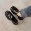 Zapatos Mary Jane de Cuero Versátiles Estilo Universitario para Mujer 2025 Otoño Nuevos Zapatos Mary Jane Mocasines de Suela Gruesa Baja