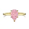 Más Vendido en Stock: Anillo de Plata de Ley S925 con Forma de Corazón para Mujer, Diamante de Alto Carbono de Alta Calidad, Anillo Rosa Súper Brillante con Forma de Corazón para Mujer 925