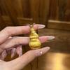 Tienda de oro con taladro de punta de oro de arena cepillado colgante de calabaza pequeña collar colgante Fulu retro sólido regalo para novia