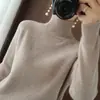 Suéter Pulóver Nuevo de Cuello Alto Otoño e Invierno para Mujer, Holgado, Engrosado, Coreano, Color Sólido, Camisa Base de Punto de Cuello Alto, Suéter de Punto para Mujer