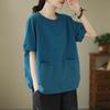 Camiseta de manga corta para mujer, estilo europeo de verano, talla grande, holgada, combinable, informal, con cuello redondo, 80817