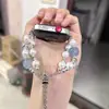 Correa de Reloj de Metal con Lazo y Perla Blanca Adecuada para Huawei Watchfit3 Pulsera de Metal Fit2 Grande con Perlas Fit4