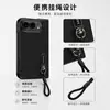 Adequado para o telefone dobrável Apple iPhone Duo, apresentando uma capa com textura de couro com cordão, um suporte invisível e proteção completa contra quedas.