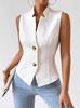 2026 Europea y Americana Amazon Transfronterizo Nuevo Estilo para Mujer Chaleco sin Mangas con Botones y Cuello en V Top de Chaqueta para Mujer