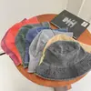 Chapéu de Pescador Jeans Lavado Retrô Estilo Hong Kong Moda Casal Chapéu Bacia Velho de Aba Curta Respirável Cor Pura Fino Primavera e Verão