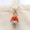 Pingentes de Boneca Crochê Feitos à Mão, Enfeites de Sorvete Crochê com Lã, Pingentes de Chaveiro Tricotados, Acessórios para Bolsa