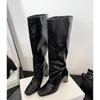 Otoño e Invierno 2024 Comercio Exterior Nuevo Spice Girls Tacón Grueso Botas de Tacón Alto para Mujer Moda de Tacón Alto Adelgazantes Talla Grande Botas de Moda