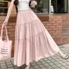 Saia Rosa Estilo Doce para Mulheres, Nova Saia Evasê de Cintura Alta para Primavera e Outono, Estilo Guarda-Chuva de Lótus com Bom Caimento, Adequada para Figuras Baixas, Estilo Ins