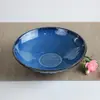 Maceta de Cerámica Azul con Acabado Esmaltado en Horno, Nuevo Macetero Retro Estilo Chino, Maceta para Paisaje Hidropónico, Bonsái de Escritorio