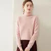 Suéter de cachemira para mujer, nuevo estilo otoño e invierno, suéter de cuello alto de doble hebra engrosado, versátil, holgado, casual, cálido, top de capa base para mujer