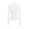 Primavera 2025 Nuevo Camiseta Interior Adelgazante de Ajuste Entallado de Alta Elasticidad Sexy Hot Drilling Cuello Semi-alto Manga Larga Camiseta Base Top para Mujer