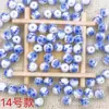 Cuentas de cerámica de porcelana azul y blanca pintadas a mano cuerda roja collar tejido a mano pulsera accesorios DIY cuentas sueltas accesorios de joyería